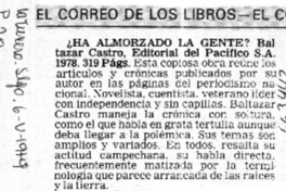 Ha almorzado la gente?.  [artículo]