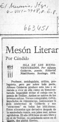 Isla de los bienaventurados  [artículo] Cándido.