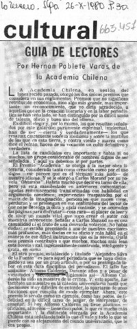 Guía de lectores  [artículo] Hernán Poblete Varas.