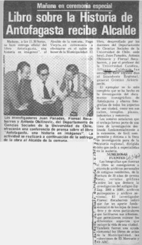 Libro sobre la historia de Antofagasta recibe Alcalde.  [artículo]
