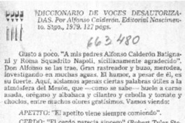 Diccionario de voces desautorizadas  [artículo] Cándido.