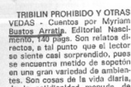 Tribilín prohibido y otras vedas  [artículo] G.O.