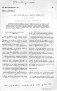 La obra literaria de los médicos chilenos II.