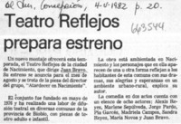 Teatro Reflejos prepara estreno.  [artículo]
