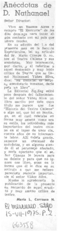 Anécdotas de D. Nathanael