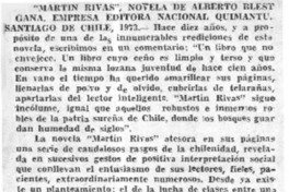 "Martin Rivas", novela de Alberto Blest Gana  [artículo] M.M.L.