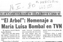 "El árbol", homenaje a María Luisa Bombal en TVN.  [artículo]