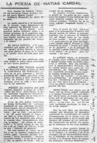 La poesía de Matías Cardal.  [artículo]