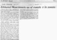 Editorial Nascimento en el cuento y la poesía  [artículo] Carlos R. Ibacache I.
