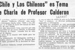 "Chile y los chilenos" es tema de charla de profesor Calderón.  [artículo]