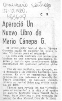 Apareció un nuevo libro de Mario Cánepa G.