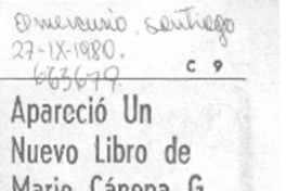 Apareció un nuevo libro de Mario Cánepa G.
