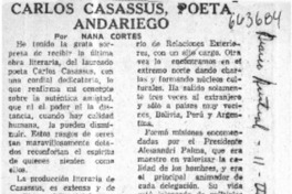 Carlos Casassus, poeta andariego  [artículo] Nana Cortés.