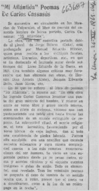 Mi Atlántida" poemas de Carlos Cassasus.  [artículo]