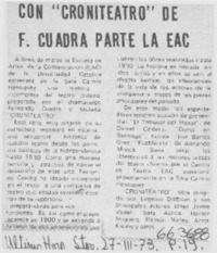 Con "Croniteatro" de F. Cuadra la EAC.