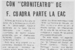 Con "Croniteatro" de F. Cuadra la EAC.