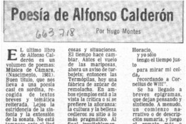 Poesía de Alfonso Calderón  [artículo] Hugo Montes.