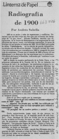 Radiografía de 1900  [artículo] Andrés Sabella.