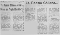 La poesía chilena actual busca su propia identidad".  [artículo]