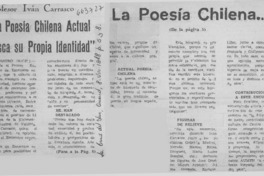 La poesía chilena actual busca su propia identidad".  [artículo]