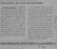 Recuerdo de dos escritores.