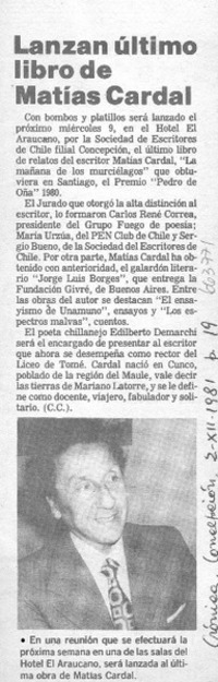 Lanzan último libro de Matías Cardal