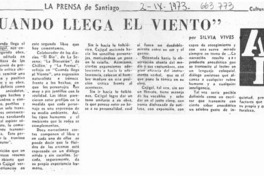 "Cuando llega el viento"  [artículo] Silvia Vives.