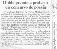 Doble premio a profesor en concurso de poesía.