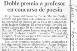 Doble premio a profesor en concurso de poesía.