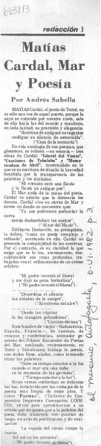 Matías Cardal, mar y poesía