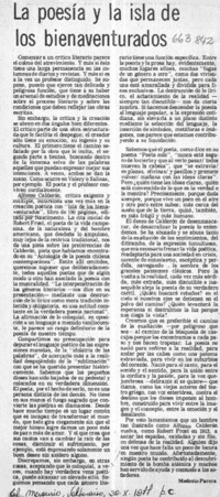 La poesía y la isla de los bienaventurados  [artículo] Modesto Parera.