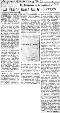 La nueva obra de H. Carreño  [artículo] Jorge Zambra.
