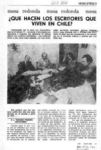 Que hacer los escritores que viven en Chile? : [entrevista] [artículo]