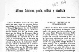 Alfonso Calderón, poeta, crítico y novelista  [artículo] Julio César Jobet.