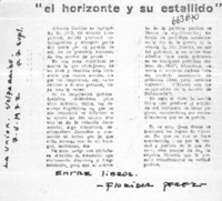 El horizonte y su estallido"  [artículo] Floridor Pérez.