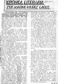 Antología de la poesía chilena contemporánea  [artículo] Marino Muñoz Lagos.