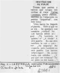 Invitación al viaje  [artículo] Claudio Solar.