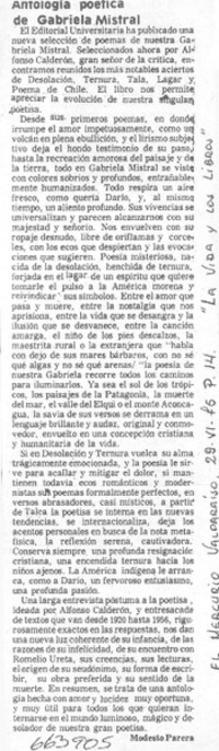 Antología poética de Gabriela Mistral