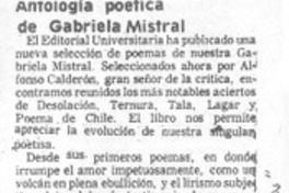 Antología poética de Gabriela Mistral