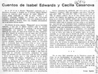 Cuentos de Isabel Edwards y Cecilia Casanova  [artículo] Víctor Castro.