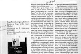 Misioneros de la Araucanía, 1600-1900  [artículo] José Bengoa.