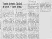 Escritor Armando Cassigoli de visita en Punta Arenas.