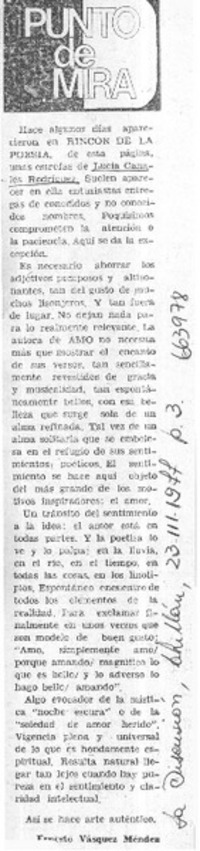 Punto de mira  [artículo] Ernesto Vásquez Méndez.