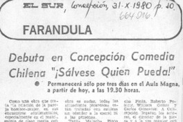 Debuta en Concepción comedia chilena "¡Sálvese quien pueda!".