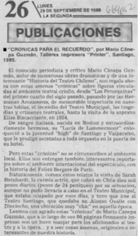 Crónicas para el recuerdo.