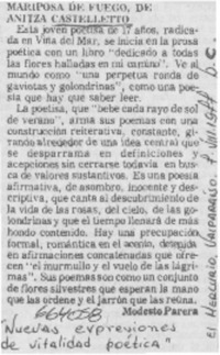 Mariposa de fuego, de Anitza Castelletto