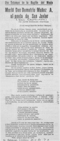 Murió don Demetrio Muñoz A. el poeta de San Javier