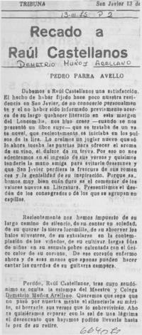 Recado a Raúl Castellanos