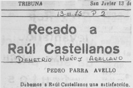 Recado a Raúl Castellanos