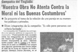 "Nuestra obra no atenta contra la moral ni las buenas costumbres".